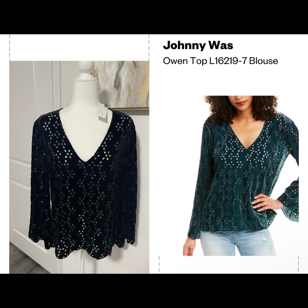 Johnny Was Jade Owen Eyelet Embroidered Blouse